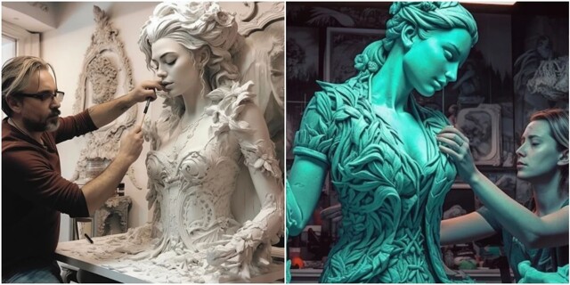 Художник создаёт реалистичные изображения скульпторов с помощью ИИ