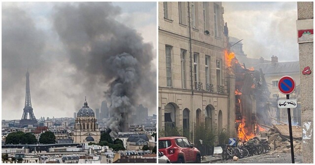 Мощный взрыв газа разрушил историческое здание в центре Парижа