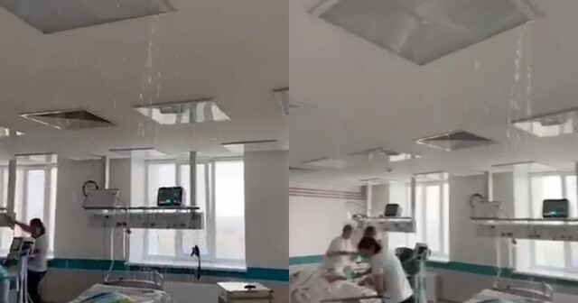 В оренбургской клинике пациенты реанимации получили холодный душ в виде потопа с потолка