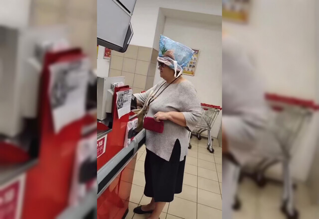 Бабушка с пакетом на голове устроила скандал в новосибирском магазине