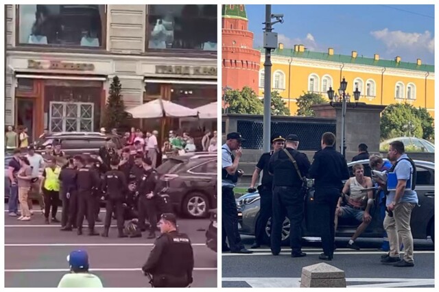 "У него футболка в крови!": два водителя устроили драку со стрельбой около Кремля в Москве