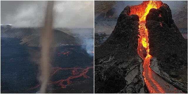 Новый вулкан в Исландии "извергает" торнадо