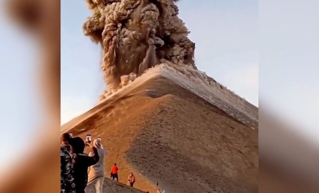 Вулкан проснулся, когда на нём были туристы