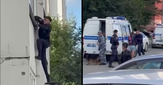 В Новосибирске сотрудник полиции забрался в окно на втором этаже, чтобы задержать преступника