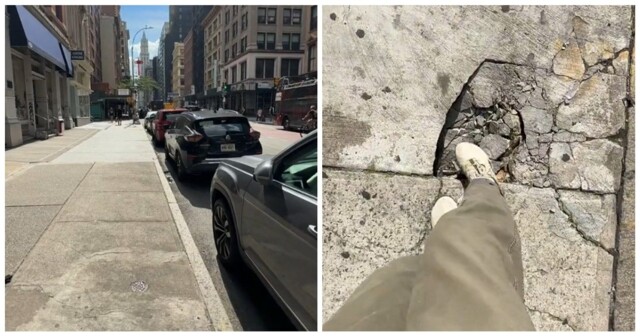В каком состоянии находятся тротуары в некоторых районах Нью-Йорка