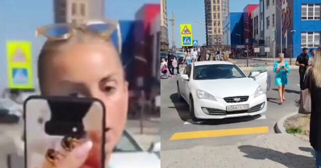 "Я сегодня лично своему крёстному вот эту тварь отправлю!": автохамка в Краснодаре припарковалась на пешеходном переходе и стала угрожать