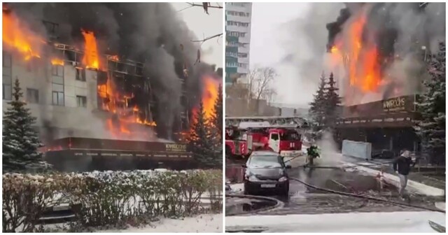 Крупный пожар в российском отеле попал на видео