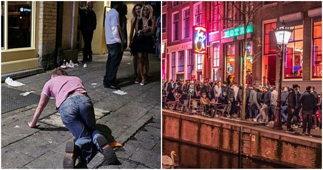 Власти Амстердама пытаются прогнать британских туристов из квартала "Красных фонарей"