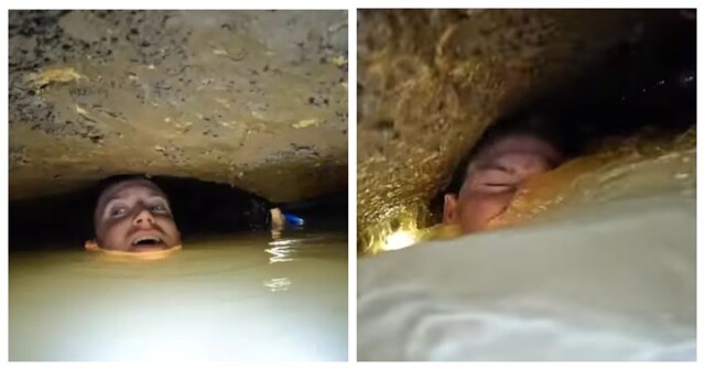 Смельчаки чуть не утонули в пещере, потеряв воздушный карман