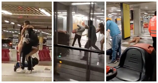 Дикое видео: голая женщина нападает на пассажиров в аэропорту Чили