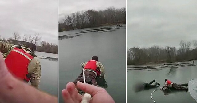 Самоотверженный мужчина спас двух рыбаков и собаку
