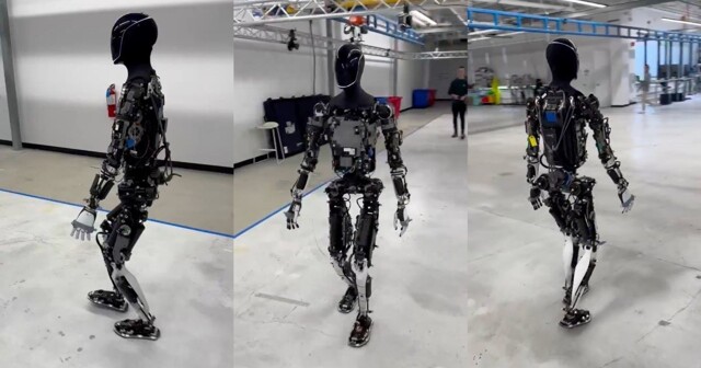 Илон Маск прогулялся с новым роботом по заводу Tesla