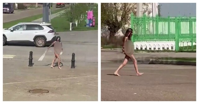 В Набережных Челнах по улицам разгуливала голая девушка