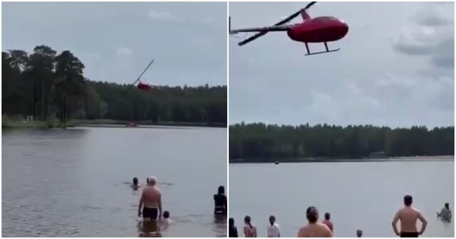 Пилот вертолёта устроил шоу над пляжем в Ленобласти и попал под проверку