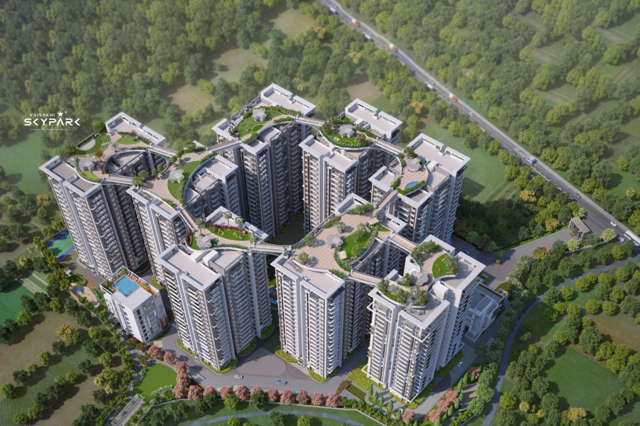 Парк, расположенный на крышах многоэтажных домов жилого комплекса