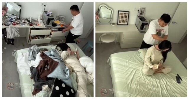 Выходная генеральная уборка китайских супругов