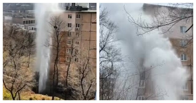 Фонтан кипятка во Владивостоке