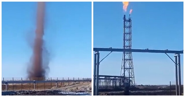 Под Тюменью мужчина заснял огромный пыльный вихрь