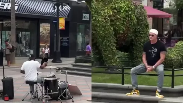 Уличный барабанщик исполнил хит RHCP, не зная, что за ним наблюдает участник группы