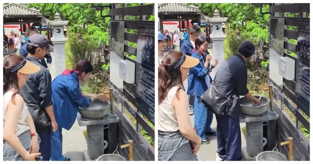 Попытка туристок помыть руки