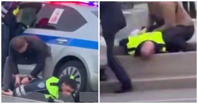 В Москве гаишников уложили лицом в асфальт на глазах прохожих