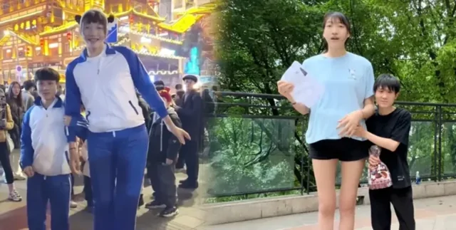 Неравный брак: китаец удивил весь мир невестой ростом 2,2 метра