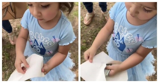 Забавная реакция девочки на подарок