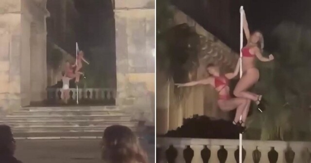 Британки станцевали на пилоне у греческого дворца