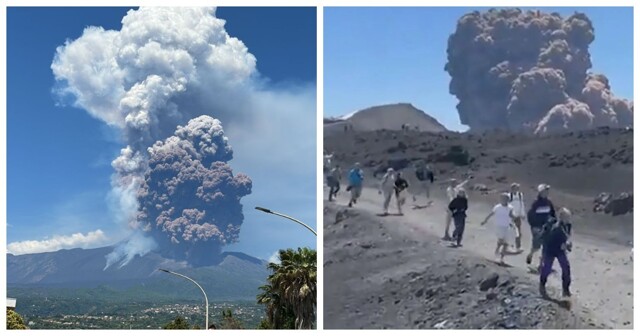 В Италии туристам пришлось спасаться бегством от извержения вулкана Этна