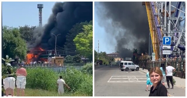 В Анапе загорелся популярный парк аттракционов