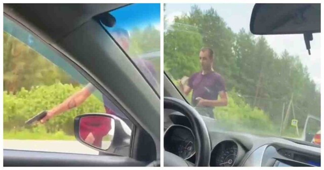 В Екатеринбурге неадекват достал пистолет и устроил стрельбу из-за того, что автоледи не пропустила его на дороге