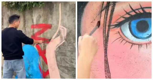 Стрит-арт художник превращает деревья в части своих картин