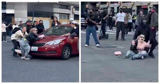 Автомобиль наехал на протестующую