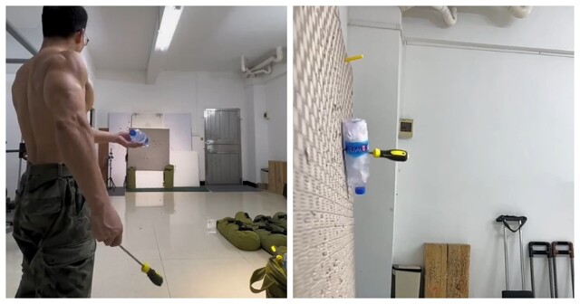 Парень метает отвертки с удивительной точностью