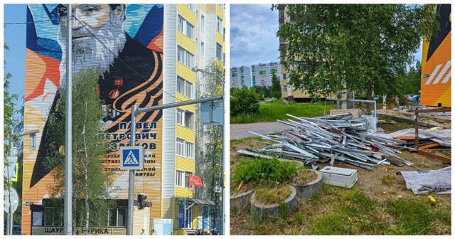 В Нижневартовске депутат добился сноса киоска с шаурмой под домом с изображением ветерана ВОВ