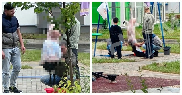 В Новой Москве приезжие разделали барана на детской площадке и попали в скандал