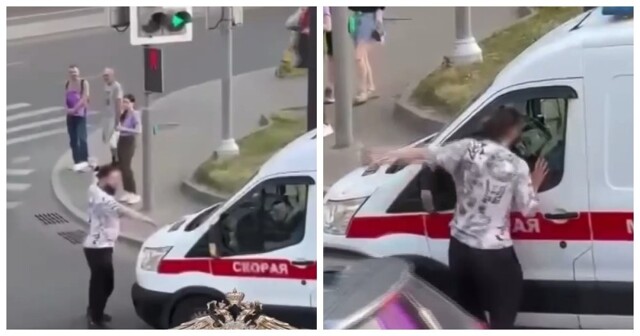 В центре Москвы нетрезвый мужчина напал на работников скорой помощи и повредил их машину