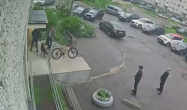 Момент нападения на мужчину возле подъезда попал на видео