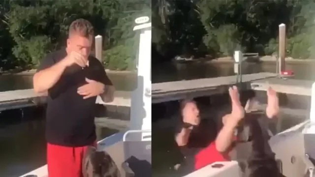 Собака спихнула своего хозяина за борт лодки