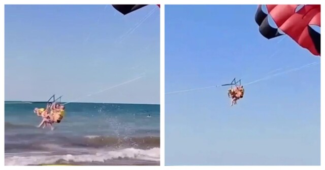 Потерявшая сознание туристка несколько минут летала на парашюте над Черным морем