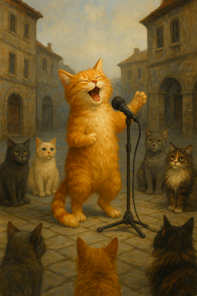 Поёт рыжий кот