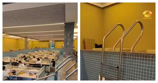 Компания открыла офис внутри бассейна