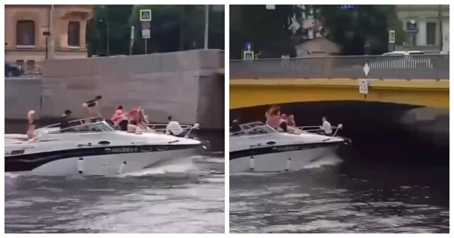В Питере девушка не заметила мост и чуть не осталась без головы во время прогулки по реке
