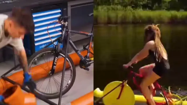 На видео сняли, как сделать катамаран из велосипеда своими руками