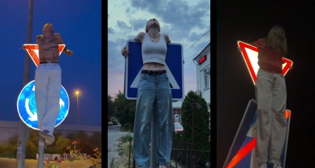 У подростков новый тренд: изображать распятого Иисуса на дорожном знаке