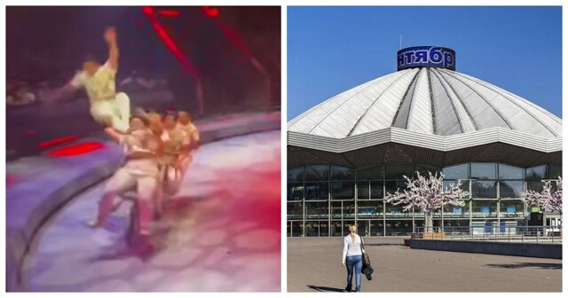 Акробат из Китая упал с велосипеда во время номера в Большом Московском цирке