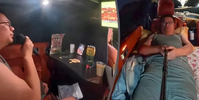 Спит под пение птиц: в Китае программист живёт в машине и поёт караоке по ночам