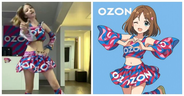 Работница Ozon танцует в самодельном костюме из пакетов