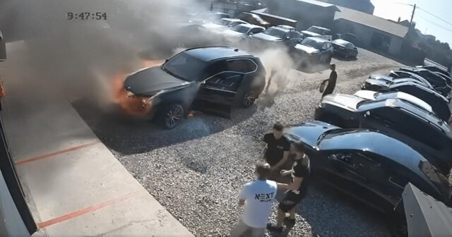 Водитель хотел спасти авто: на СТО заехал горящий BMW