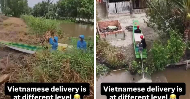 Во Вьетнаме курьеры «летают» по рекам на моторных лодках, чтобы успеть доставить посылки